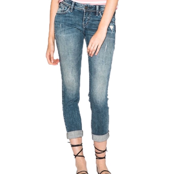 Silver Jeans Denim - SILVERJEANS Sam Boyfriend MidRise Slim Leg Jeans